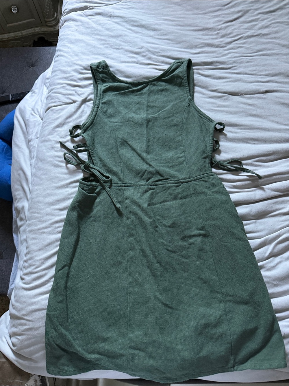 RVCA Olive Green Sleeveless Tie-Side Mini Dress